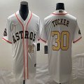 Nike Houston Astros #30 Kyle Tucker white gold baseball jerseys -BD 01