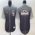 Nike Colorado Rockies blank gray majestic baseball jerseys big logo-BD