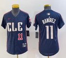 Youth Nike Cleveland Indians #11 Jose Ramirez blue majestic baseball jersey-BD 08