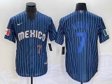 2023 World Cup Mexico #7 Julio Urias blue majestic baseball jerseys 57