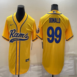 Nike Los Angeles Rams #99 Aaron Donald yellow baseball jerseys Joint name-BD