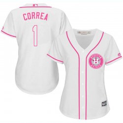 2017 Women Houston Astros #1 Carlos Correa white majestic mlb jersey