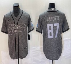 Nike Detroit Lions #87 Sam Laporta Hemp grey baseball jerseys Joint name-BD