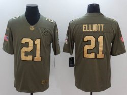 Nike Dallas Cowboys #21 Ezekiel Elliott green gold fashion Color Rush Limited Jersey