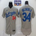 Nike Los Angeles Dodgers 34 Fernando Valenzuela gray Flexbase Authentic Collection Jersey 2020 Dodger World Series Champions