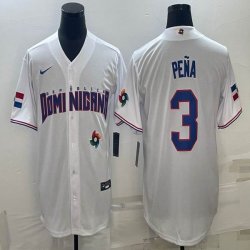 2023 World Cup Dominican Republic\'s #3 Jeremy Pena white majestic baseball jerseys 09