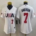 Women 2023 World Cup #7 Tim Anderson white USA majestic baseball jerseys 05