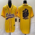 Nike Los Angeless Lakers #24 Kobe Bryant yellow baseball jerseys Joint name MAMBA-BD