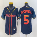 Women Nike Houston Astros #5 Jeff Bagwell dark blue baseball jerseys city version