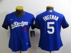 Women Los Angeles Dodgers #5 Freddie Freeman blue Fashion majestic baseball Jerseys-BD