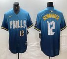 Nike Philadelphia Phillies #12 Schwarber skyblue majestaic baseball jersey city version-BD 02