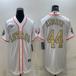 Nike Houston Astros #44 Yordan Alvarez white gold majestic baseball jerseys-BD