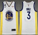 Golden State Warriors #3 Jordan Poole white yellow nba basketball jerseys 6 Patch -XD