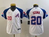 Youth Nike Atlanta Braves #20 Marcell Ozuna white blue majestic baseball MLB Jerseys city version-BD 02