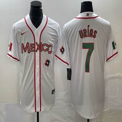 2023 World Cup Mexico #7 Julio Urias white majestic baseball jerseys 45