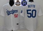 2024 World Series and 34 patch Dodgers Mookie Betts white majestic baseball Jersey-LT