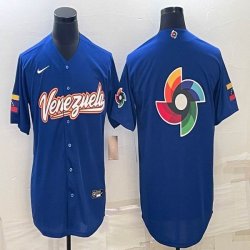 Majestic Venezuela Baseball blank blue 2023 World Baseball Classic Replica Player Jersey 05