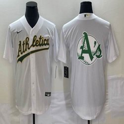 Nike Oakland Athletics blank white majestic baseball jersey big logo 01