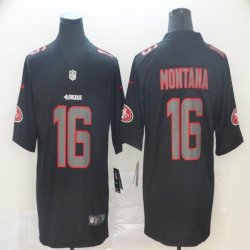 Nike 49ers #16 Joe Montana fashion black Color Rush Limited Jerseys