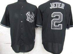 New York Yankees #2 Derek Jeter Black Fashion MLB Jerseys-ZH