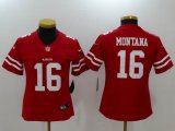 Women Nike San Francisco 49ers #16 Joe Montana red color Rush Limited Jersey