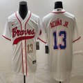 Nike Atlanta Braves #13 Ronald Acuna Jr. beigeMLB Baseball jerseys Joint name-BD