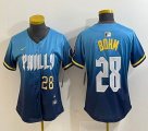 Women Nike Philadelphia Phillies #28 Bohm skyblue majestaic baseball jersey city version-BD 01