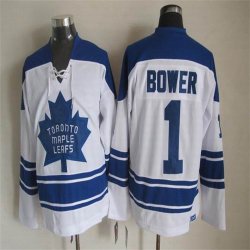 Toronto Maple Leafs #1 Johnny Bower White hockey NHL Jersey