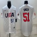 2023 World Cup #51 Singer white majestic baseball jerseys 02