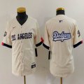 Youth Nike Los Angeles Dodgers blank beige fashion MLB baseball Jersey 04