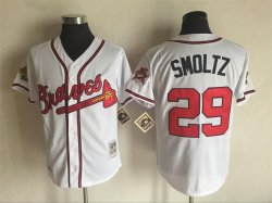 Atlanta Braves 29# John Smoltz throwback white MLB baseball Jersey