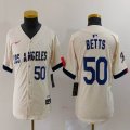 Youth Nike Los Angeles Dodgers #50 Mookie Betts beige fashion majestic baseball Jerseys-BD 03