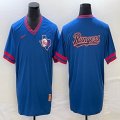 Nike Texas Rangers blank blue majestic baseball jersey big logo-BD