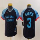 Youth National League #3 Bryce Harper Nike Navy 2024 MLB All-Star Game Limited Player Jersey 01