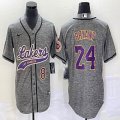 Nike Los Angeless Lakers #24 Kobe Bryant Hemp grey baseball jerseys Joint name-BD 01