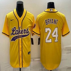 Nike Los Angeless Lakers #24 Kobe Bryant yellow baseball jerseys Joint name-BD