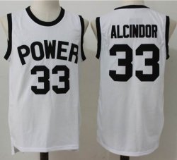 Power #33 Lew Alcindor white High School Jersey