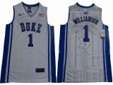 Duke Blue Devils #1 Zion Williamson V Neck white College Basketball Elite Jersey - GLT