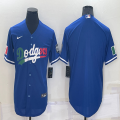 Nike Los Angeles Dodgers blank blue green majestic baseball jersey rainbow version-BD 01