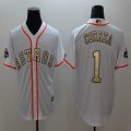 Nike Houston Astros #1 Carlos Correa white baseball jerseys with Majestic MLB World Series patch