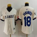 Women Nike Los Angeles Dodgers #18 Yoshinobu Yamamoto beige fashion MLB baseball Jersey-BD