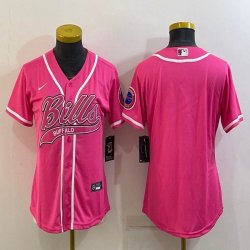 Women Nike Buffalo Bills blank pink baseball jerseys Joint name-BD