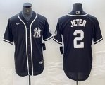 Nike New York Yankees #2 Derek Jeter black majestic baseball Jersey Joint name -BD