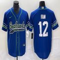 Nike Seattle Seahawks #12 Fan Neon blue baseball jerseys Joint name-BD