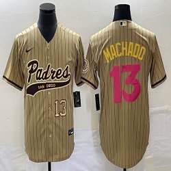 Nike San Diego Padres #13 Manny Machado beige MLB Baseball jerseys Joint name-BD