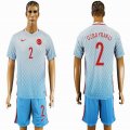 2016 Turkey team OZBAYRAKLI #2 skyblue soccer jersey away