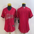 Women Nike 49ers blank red baseball jerseys Joint name-BD 01