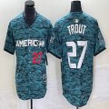 American League #27 Mike Trout Nike Teal 2023 MLB All-Star Game Vapor Premier Elite Player Jersey 02