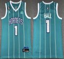 Jordan logo New Orleans Hornets #1 LaMelo Ball skyblue nba Jerseys 6 patch-XD