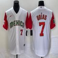 2023 World Cup Mexico #7 Julio Urias white red majestic baseball jerseys 37